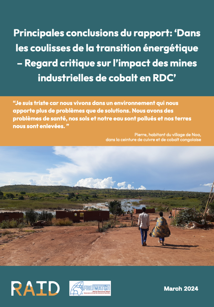 Principales conclusions sur la pollution de l’eau autour des sites miniers à Kolwezi RDC