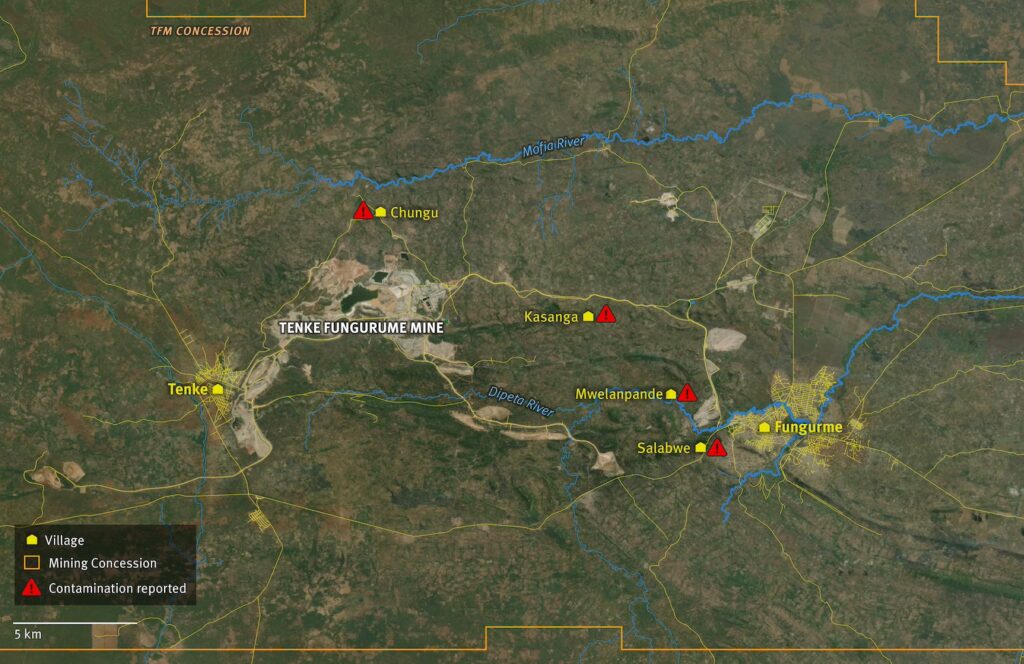 TFM Mine in Kolwezi DRC is an industrial cobalt mine, around which people have reported a lack of access to clean water.