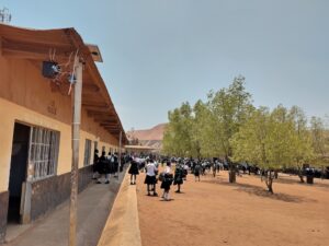 Galaxy School Courtyard Students Kolwezi Air Pollution Monitoring at Industrial Copper Cobalt Mines DRC